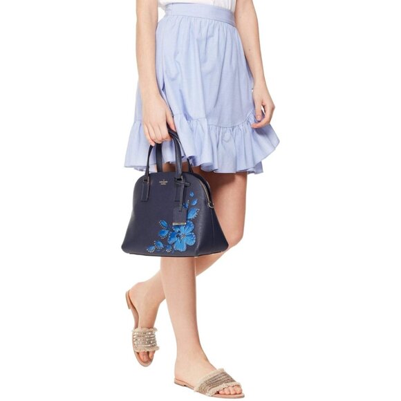NWOT KATE SPADE Blazer Blue Cameron Street Hibiscus Lottie Leather Satchel - Picture 3 of 10
